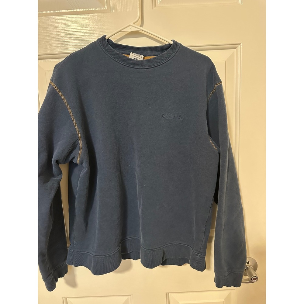 Columbia Sweatshirt Mens M Blue Crewneck Contrast Stitch Logo Pullover